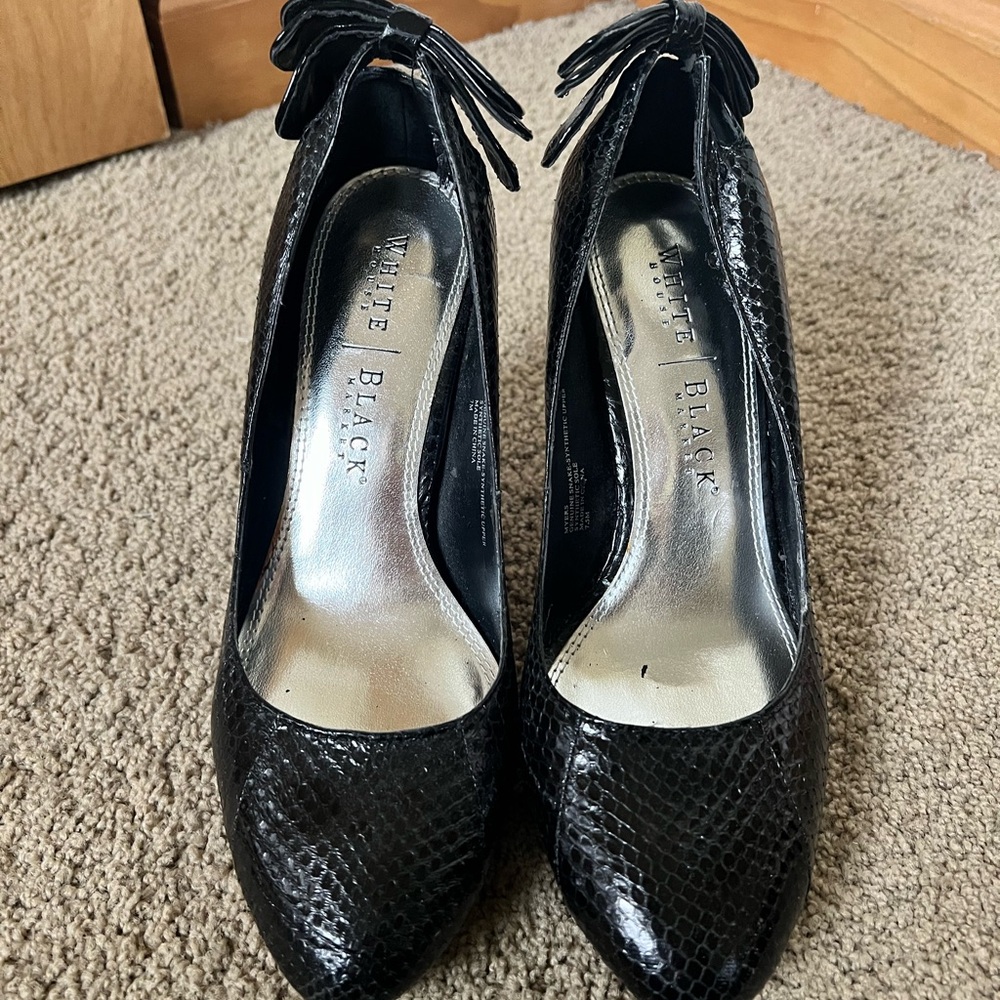 WHBM Black Faux Snake Heels